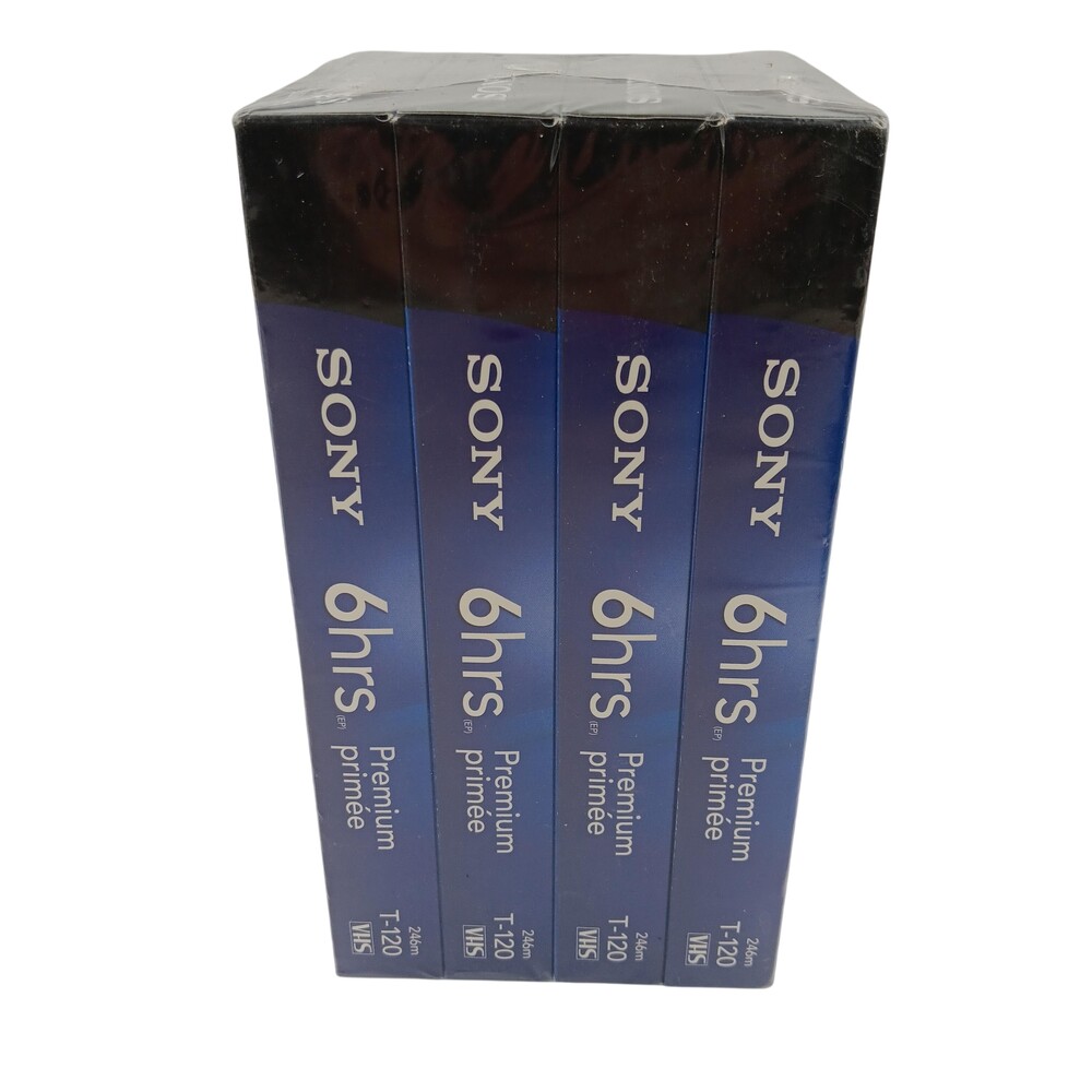 Sony T-120 VHS Blank Video Tapes 6 Hrs Premium 4 Pack New Sealed EP Mode